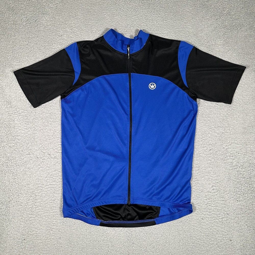 Canari Performance Cycling Jersey Mens XL Blue 1/2 Zip Compression Logo Pockets